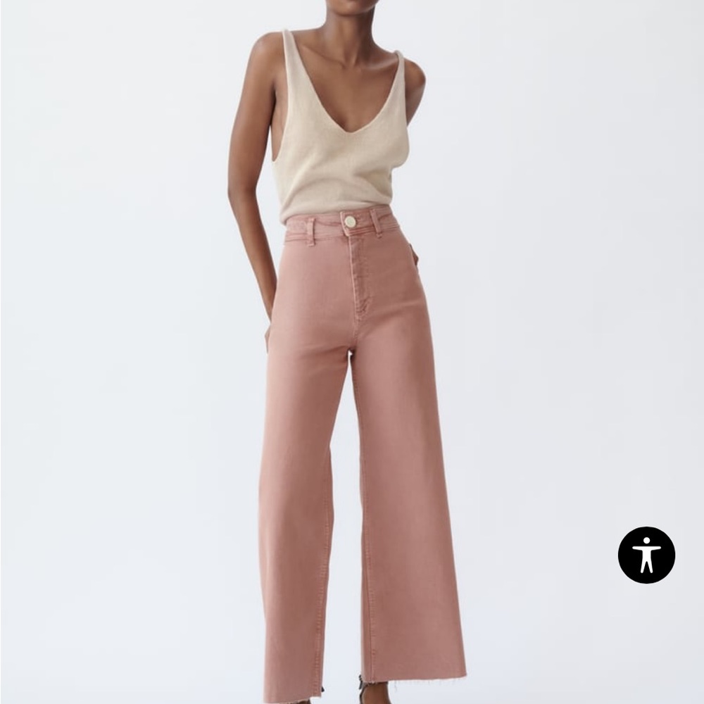 NWOT • ZARA HIGH-WAISTED MARINE STRAIGHT JEANS